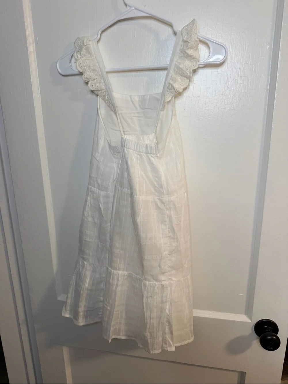 Girls' White Ruffle Strap Tiered Sundress